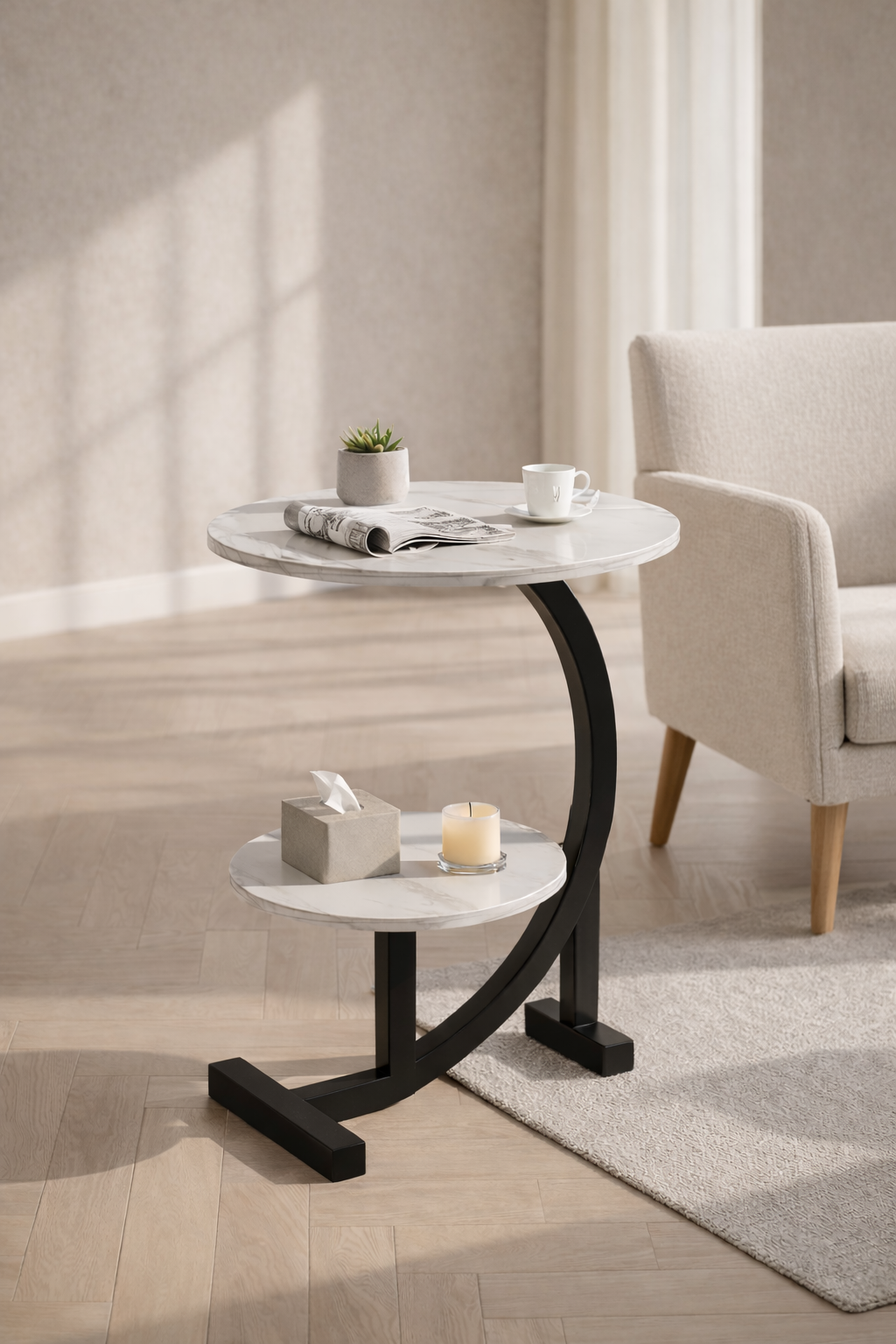 Tivara – Mini Bijzettafel – Twee Niveaus & Mobiel – Voor Woonkamer