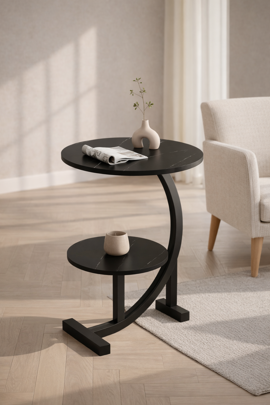 Tivara – Mini Bijzettafel – Twee Niveaus & Mobiel – Voor Woonkamer