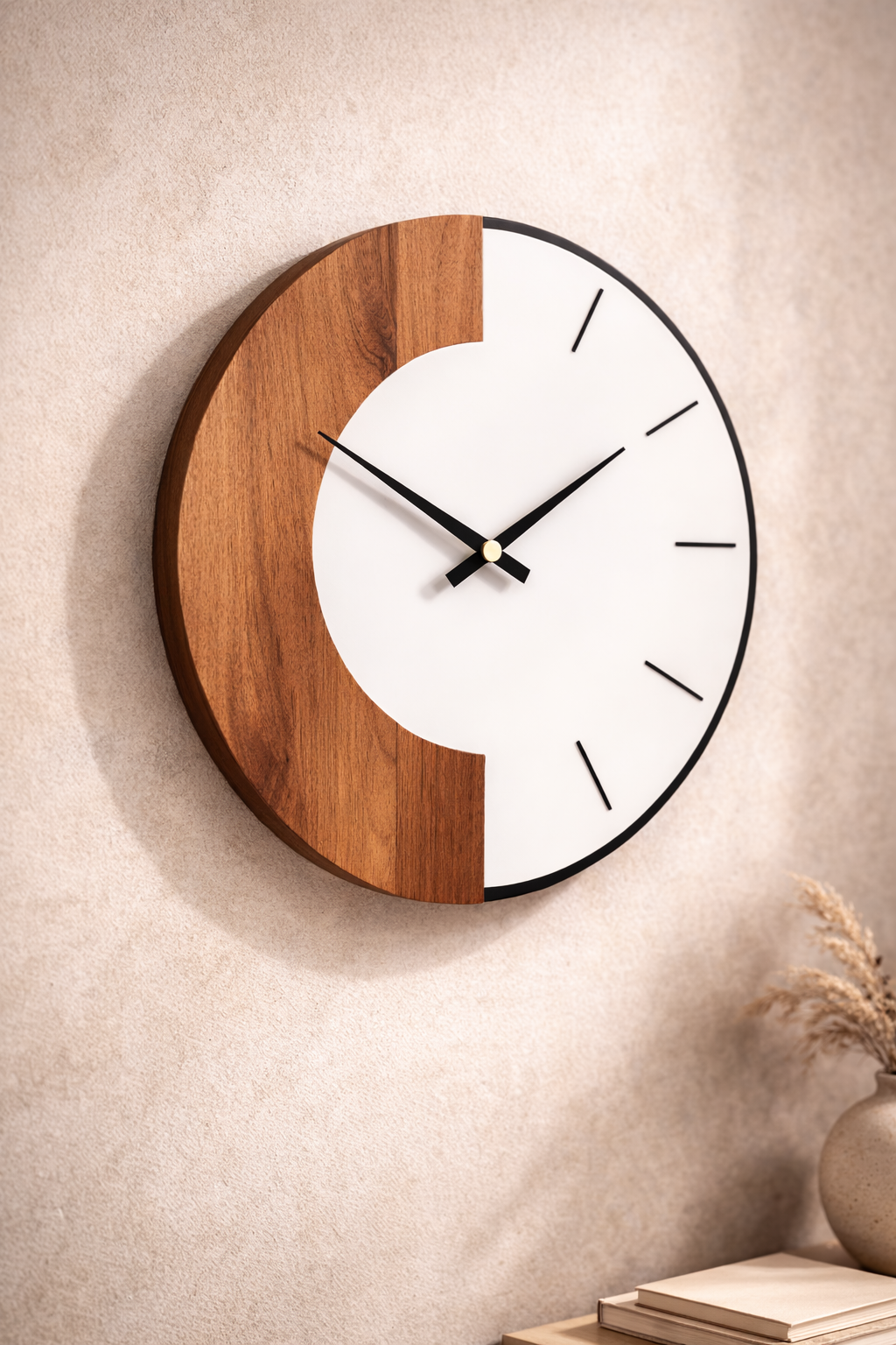 Oud – Grote Houten Wandklok – Tijdloos & Geruisloos – Voor Woonkamer