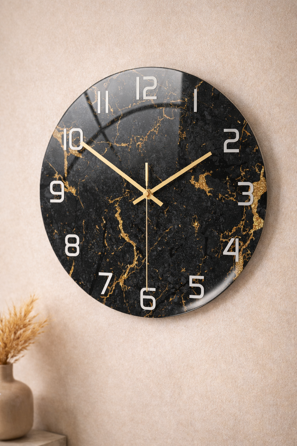 Marbela – Wandklok in Marmerlook – Geruisloos & Modern – Voor Woonkamer