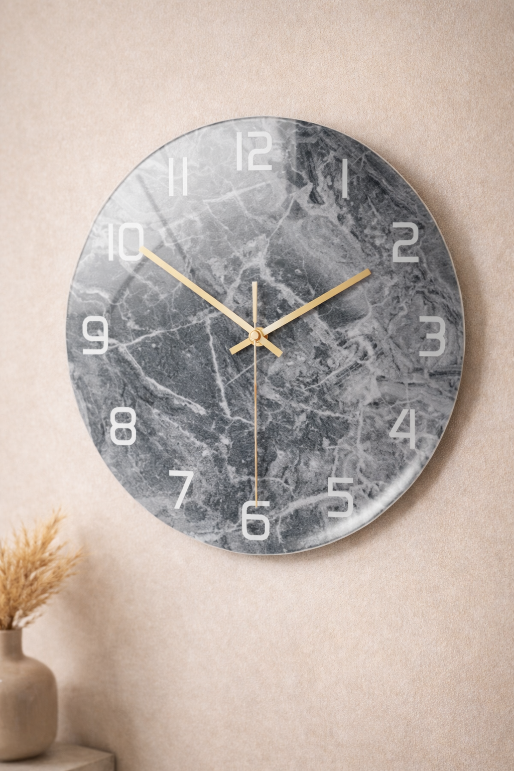 Marbela – Wandklok in Marmerlook – Geruisloos & Modern – Voor Woonkamer