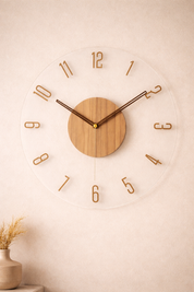 Lyvik Hush – Houten Wandklok – Scandinavisch & Geluidsloos – Voor Woonkamer