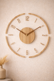 Lyvik Hush – Houten Wandklok – Scandinavisch & Geluidsloos – Voor Woonkamer